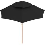  Suncobran s dvije razine i drvenim stupom 270 cm crni | shoptok.hr