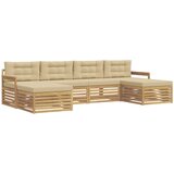  Setovi sofa s jastukom 6 pcs Bijela i bež Čvrsto drvo akacije | shoptok.hr