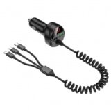  Auto Punjač QC3.0 s LED Digitalnim Ekranom – 3-u-1 Spiralni Kabl Cijene