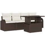 vidaXL 5-delna Vrtna Sedežna Garnitura z Blazinami Rjava Poli Ratan, 2-sedežna Vrtna Sofa s Shrambo in Blazinami Rjava Poli Ratan | Shoptok.si