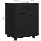 vidaXL Omarica na kolesih črna 45x38x54 cm iverna plošča | Shoptok.si