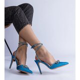 Gemre Blue Glitter Heels with Bow and Rhinestones Merkuri | Shoptok.si