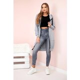Kesi Women's longer sweatshirt with hood and zipper grey Cijene