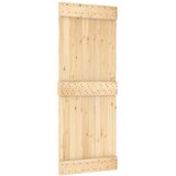 Klizna vrata Prirodna i crna 80 x 210 cm Čvrsta borovina | shoptok.hr