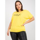 Fashion Hunters Yellow plus size t-shirt with an applique Cene
