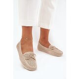 Boto Women's moccasins with perforated pattern and lacing beige Mirisa | shoptok.hr