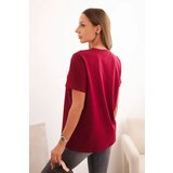 Polski Women's cotton blouse in a classic cut maroon | shoptok.hr