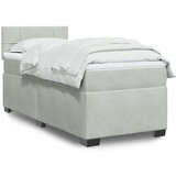 vidaXL Box spring postelja z vzmetnico svetlo siva 90x200 cm žamet | Shoptok.si
