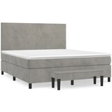 The Living Store Box spring postelja z vzmetnico svetlo siva 180x200 cm žamet - Box Spring Postelja, (21490719) | Shoptok.si
