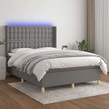  Krevet box spring s madracem LED tamnosivi 140x190 cm tkanina Cijene