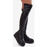 Boto Knee High Women's Boots On Platform With Delicate Wedge Black Lydira | shoptok.hr