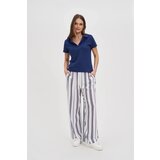 Marisse Navy Blue Cotton Blouse With A Collar | shoptok.hr