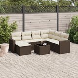 Maison Chic Seti vrtnega pohištva - Vrtna garnitura - Vrtni pohištvo set 8-delna z blazinami rjav poli ratan, (21800098) | Shoptok.si