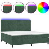  Box spring postelja z vzmetnico LED tem. zelena 200x200cm žamet, (20901032) | Shoptok.si