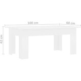 vidaXL Klubska mizica bela 100x60x42 cm iverna plošča, (20625333) | Shoptok.si