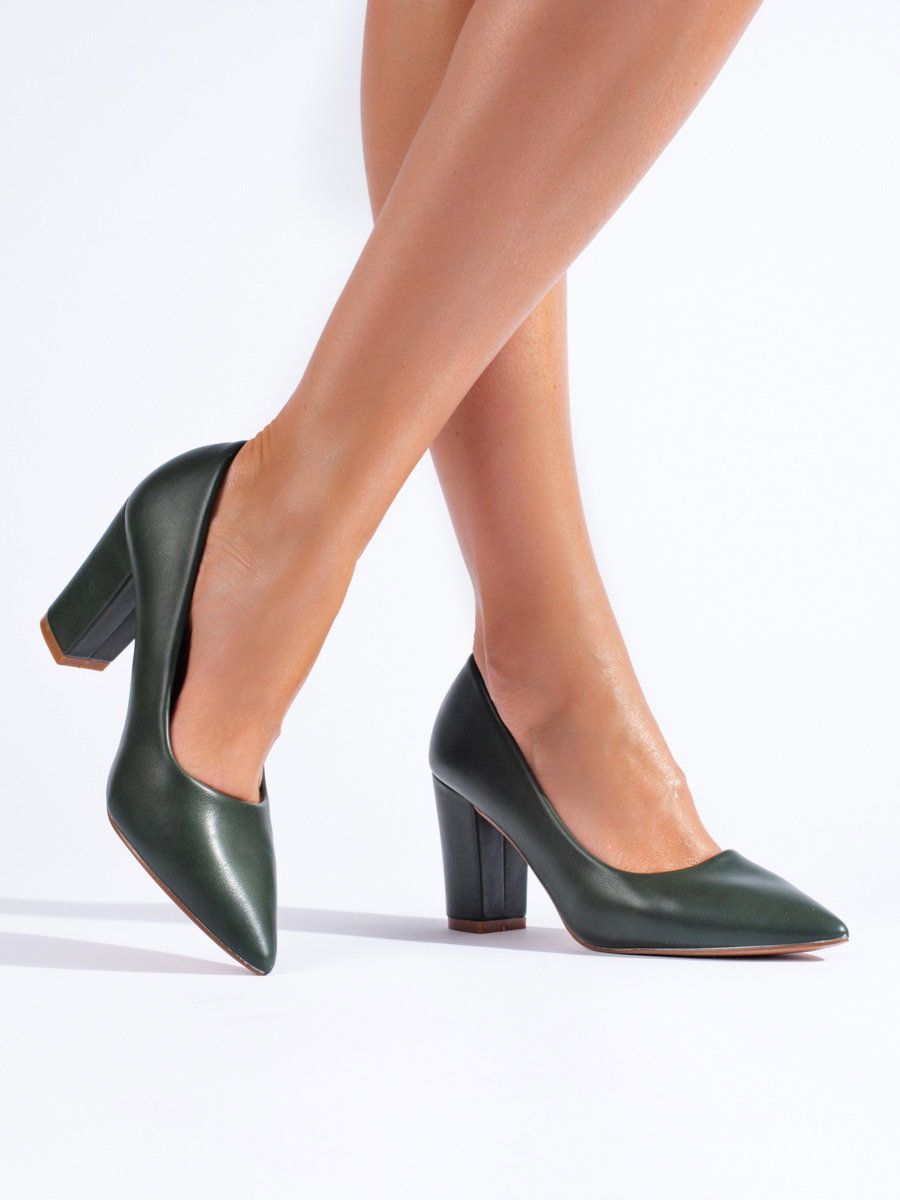 SHELOVET Dark green pumps on the post | Eponuda.com