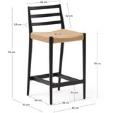 Kave Home Crna/u prirodnoj boji barska stolica od punog hrasta (visine sjedala 70 cm) Analy – | shoptok.hr