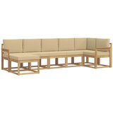 vidaXL Zunanja garnitura za sedenje 7 pcs Bela in bež Poliester, (5000280425) | Shoptok.si