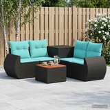  Set sofe 6 kom. Crna i Plava Poli Rattan i čelik | shoptok.hr