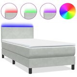 Box Spring krevet s madracem i LED svijetlo sivi 80x210 cm baršun | shoptok.hr