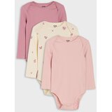 Sinsay Pamučni bodiji dugih rukava s cvjetnim motivom 3 pack | shoptok.hr