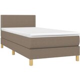  Krevet box spring s madracem LED smeđesivi 90x190 cm tkanina | shoptok.hr