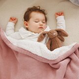 BabyOno Pletena pamučna dekica obostrana 75x100 cm, roza | shoptok.hr