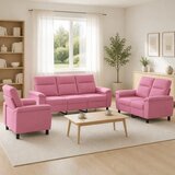  Set sofe 3 pcs Ružičasta Tkanina - Ružičasta 1-sjedalna + 2-sjedalna (140 cm) + 3-sjedalna | shoptok.hr
