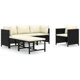Maison Chic Seti vrtnega pohištva - Vrtna garnitura - Vrtni pohištvo set 6-delna z blazinami poli ratan črna, (21808148) | Shoptok.si