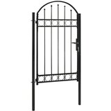  Vrata za ograjo zaobljena jeklo 100x175 cm črna | Shoptok.si