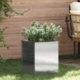 vidaXL Vrtna saksija Srebrna 50 x 32 x 40 cm | shoptok.hr