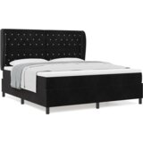  Box Spring Postelja z Blazino Črna 180x200 cm Žamet, (22050167) | Shoptok.si