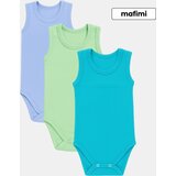 Mafimi Pamučni Bodići Atlet za bebe i decu set od 3 - plava/ mint/ tirkiz Cene