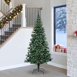 vidaXL Umjetna preddekorirana božićna jelka Zelena 240cm PVC in kovina | Shoptok.si