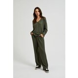 Moodo Women's blouse with V-neck and dropped shoulders - olive | shoptok.hr