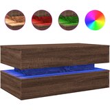 vidaXL Klubska mizica z LED lučkami rjavi hrast 90x50x40 cm | Shoptok.si