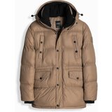 Ombre Men's long puffer jacket with snap pockets - brown | Eponuda.ba