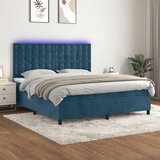  box spring s madracem LED tamnoplavi 160x200 cm baršun | shoptok.hr