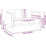  Dvosjed crne boje 111 cm tkanina | shoptok.hr