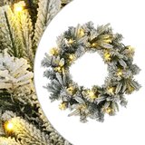  Božićni vijenac Zelena i bijela Ø 30 cm PVC i PE 25 LED lampica - Bijela 30 cm s LED svjetlima | shoptok.hr