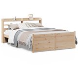 Maison Chic Posteljni Okvir - Dvoposteljna postelja z vzglavjem 135x190 cm trdna borovina, (22080189) | Shoptok.si