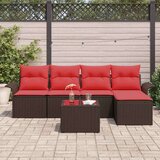  Vrtna sedežna garnitura z blazino 6 pcs Rjava Poly ratan, (5000063194) | Shoptok.si