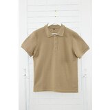 Trendyol Mink Regular Cut Short Sleeve Textured Buttoned Polo Neck T-shirt cene