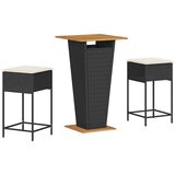 3-dijelni vrtni barski set od poliratana s jastucima crni Crna 60 x 60 x 110 cm | shoptok.hr