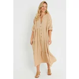 Cool & Sexy Women's Loose Midi Dress Camel Q982