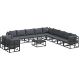 vidaXL Sjedeća garnitura za vrt s jastukom 12 pcs Crna Aluminij | shoptok.hr