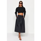 Trendyol Black A-line Parachute Fabric Midi Woven Skirt Cene