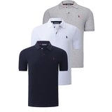 Dewberry TRIPLE SET T8561 MENS T-SHIRT-NAVY BLUE-WHITE-GREY Cijene