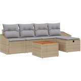  Vrtna sedežna garnitura Set 6 Siva, Bež Ratan, Tkanina, (22065019) | Shoptok.si