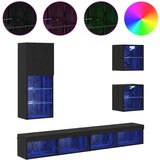 TV zidne jedinice s LED-om Zidne 5 pcs Crni hrast Konstruirano drvo | shoptok.hr